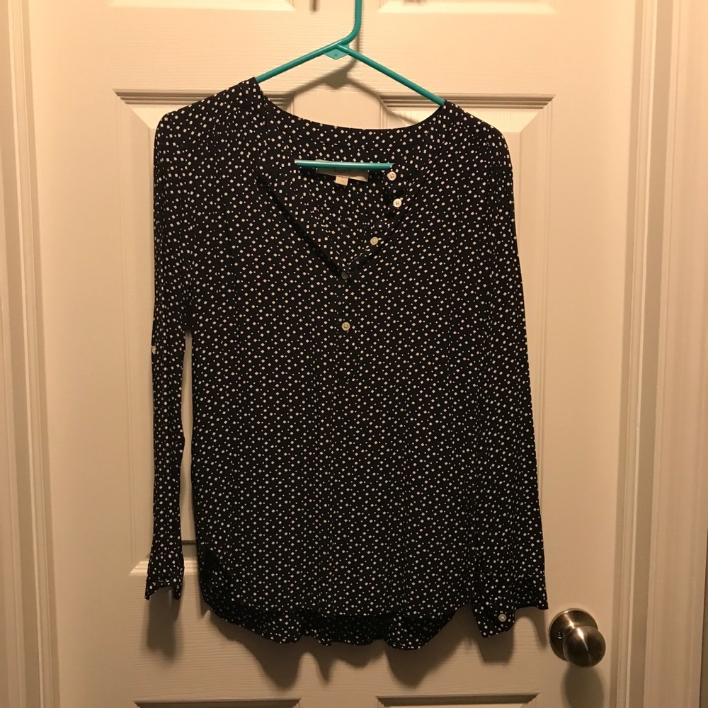 Loft Black Patterned Blouse - image 1